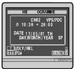 ME OGRAMME CH02 VPS/PDC 0 19:30 → 20:00 DATE 17/05/01 TH DAY/MONTH/YEAR SP 7 DLY/WKL 0.0 PLE VENU