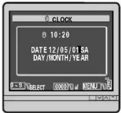 CLOCK 0 10:20 DATE 12/05/01 SA DAY /MONTH/YEAR 0 - 3 SELECT 0000 # NEW #