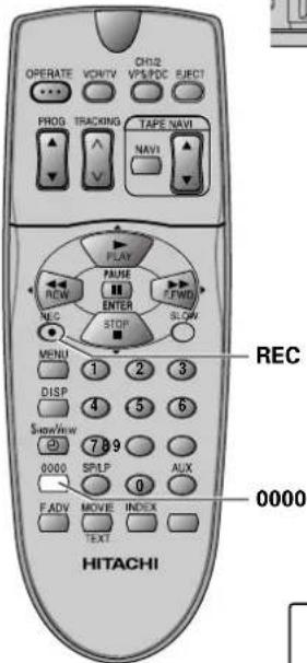 OPERATE VOR/TV OH/2 VPS/PDC ELECT PROG TRACKING TAPE NAVI NAV1 PLAY FRAY FAUSE FWD RECW ENTER SLOW NEC STOP MENU 1 2 3 DISP 4 5 6 SHOW/VIEW 789 0000 SIMP AUX FADV MOVIE INDEX TEXT REC 0000 HITACHI