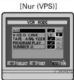 [Nur (VPS)] VCR MODE CSD VIDEO LINK TAPE ANALYZER PROGRAM PLAY SUMMER SELECT SET MENU VIEW