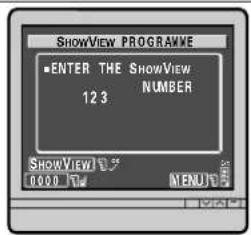 SHOWVIEW PROGRAMME ■ENTER THE SHOWVIEW 12.3 NUMBER SHOWVIEW 12 10:00 PM MENU 5