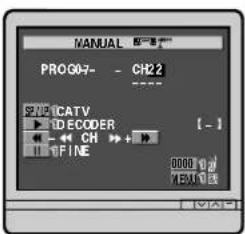 MANUAL PROG07- - CH22 CATEV DECODER ← ← CH → + 10 FINE [ - ] 0000 (1) MEN (2)