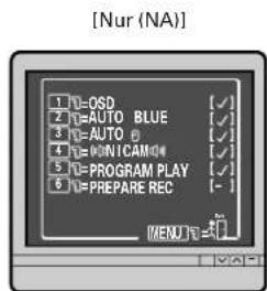 [Nur (NA)] 1 V=OSD 2 V=AUTO BLUE 3 V=AUTO 6 4 V=MINICAM-0 5 V=PROGRAM PLAY 6 V=PREPARE REC MENU V=