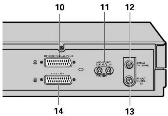 10 11 12 DECODERCANAL PLUS AUDIO/OUT/ SORTIE CON AERIAL ANTENNE RF OUT SORTIE RF 14 13