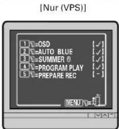 [Nur (VPS)] 1 OSD 2 AUTO BLUE 3 SUMMER 0 4 PROGRAM PLAY 5 PREPARE REC MENU