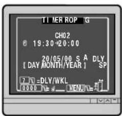 TIMER ROP G CH02 19:30-20:00 20/05/00 S A DLY [ DAY MONTH/YEAR ] SP 7.1% =DLY/WKL 0000 % # MENU/+
