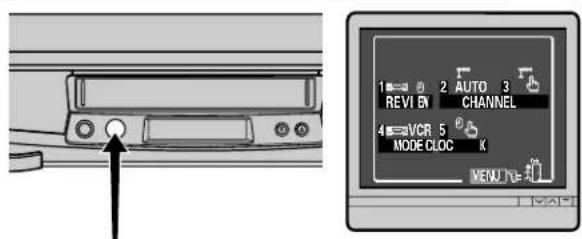 1 2 AUTO 3 REVI 5 CHANNEL 4 VCR 5 MODE CLOC K MENU TV