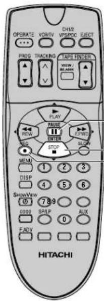OPERATE VCRIV CH12 PROG TRACKING TAPE FINDER VRS/BLANK PLAY FROSE 11 REW ENTER STOP E/FWD SLOW MENU 1 2 3 DISP 4 5 6 SHOWVIEW 789 0000 SCAP AUX FADV 0 HITACHI