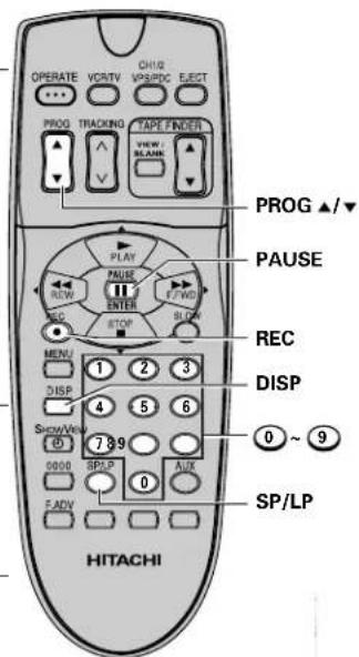 OPERATE VCRIV VSPDC ELECT PROG TRACKING TAPE FINDER VIEW BLANK PROG ▲/▼ PLAY PAUSE NEW FAUSE ENTER STOP RECH MENU 1 2 3 DISP 4 5 6 Screw Web 7 8 9 0000 SPLP AUX FADV 0 SP/LP HITACHI