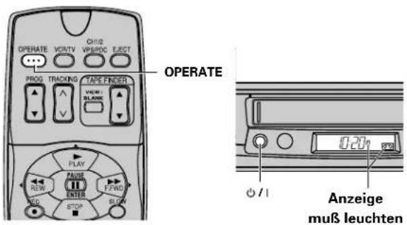 OPERATE PROG TRACKING TAPE FINGER PLAY PULSE RENE ENTER STOP SLOW Anzeige muß leuchten