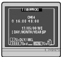 TIMERPROG CH04 16:00 -18:00 17/05/00 WE ! DAY /MONTH/YEAR SP 7.7N= DLY/ MKL 00:00 12#-MENU 10=