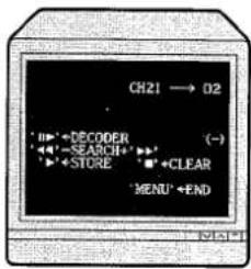 CH21 → 02 '##'→DECODER (-) '##'→SEARCH'→# '##'→STORE 'M'→CLEAR 'MENU'→END