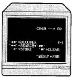 CH40 → 02 '■' +DECODER '◀' -SEARCH+ '▶' +STORE '■' +CLEAR 'MENU' +END