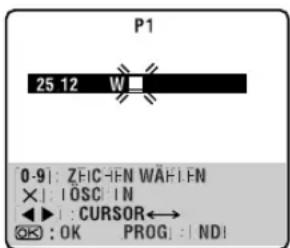 P1 25 12 W 0-9: ZFIC-HN WÄFI EN X: I OSC' IN ◀: CURSOR←→ OK: OK PROG: ND