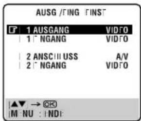 AUSG / FING / INST 1 AUSGANG VIDRO 1 NGANG VIDRO 2 ANSCI US$ A/V 2 NGANG VIDRO ▲▼ → OK M NU : |NDI