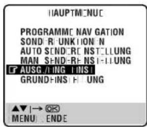 HAUPTM:NUC PROGRAMM: NAV GATION SOND: RUNKION: N AUTO SEND: R: NST: LLUNG MAN SEND: R: NSI: LLUNG AUSG: I: ING: INS: GRUND: INS: F: UNG ▲▼ |→ OK MENU: ENDE