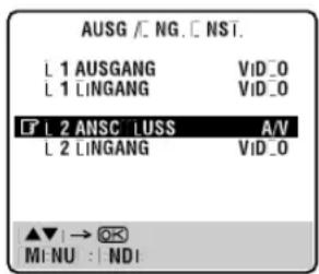 AUSG / NC. NSI. L 1 AUSGANG VID_0 L 1 LINGANG VID_0 L 2 ANSC LUSS A/V L 2 LINGANG VID_0 ▲▼ | → OK MI:NU : |ND!