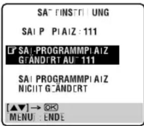 SA⁺ [INST] | UNG SAI P | PIAIZ : 111 SAI-PROGRAMMPI AIZ GRANDRT AU⁺ 111 SAI PROGRAMMPI AIZ NICIT G AND CRT [▲▼] → OK MENU : ENDE