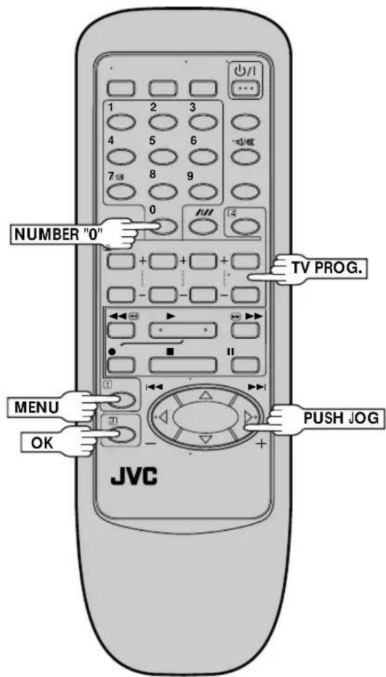 NUMBER "0" TV PROG. MENU OK JVC PUSH JOG