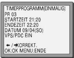DAEWOO VQ257S - Timeraufnahmen mit ShowView - 4