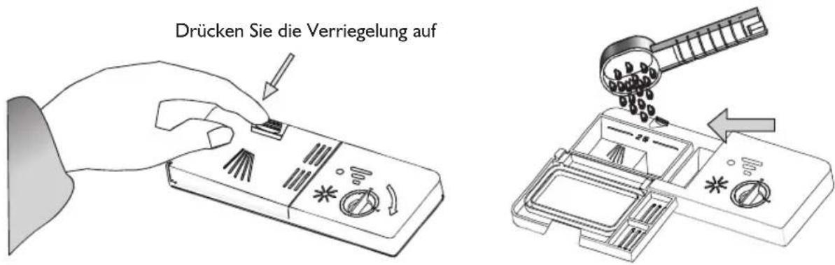 Drücken Sie die Verriegelung auf