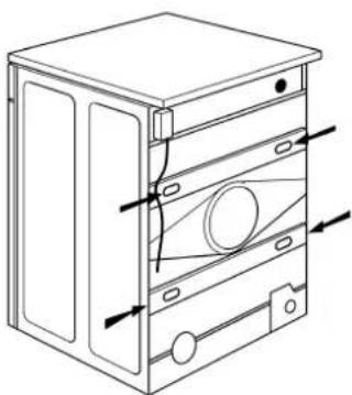 Technical line drawing of a mechanical housing or enclosure with internal components and directional arrows (no text or symbols)