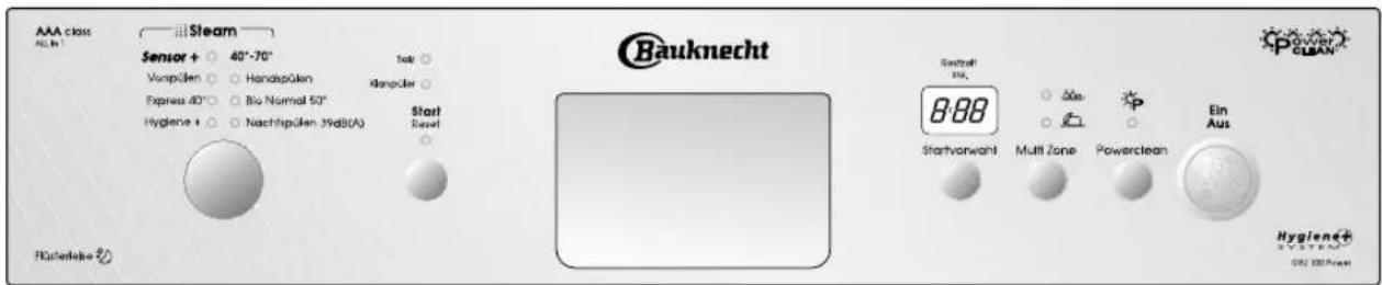 AAA class ALL-In Steam Sensor + 40°-70° Vorrücken Handapollen Express 40° Bio Normal 50° Hygiene + Nachhpollen 39dB(A) Start Reset Bauknecht 8.88 Startvorwahl Multi Zone Powerclean Ein Aus Hygiene+ SYSTEM ONJ 200/Pass