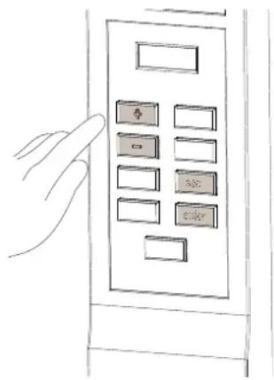 Hand-drawn diagram of a control panel with labeled buttons including 'OK', 'Cancel', and 'Enter'