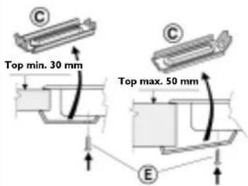 Top min. 30 mm Top max. 50 mm C C E