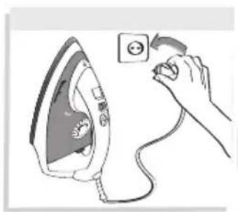 Illustration of a hand using a power tool to press down an iron, with no text or symbols present.