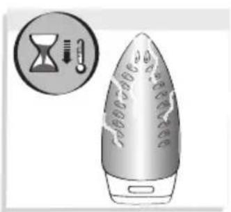 Illustration of a steamer with a warning symbol (no text or labels)