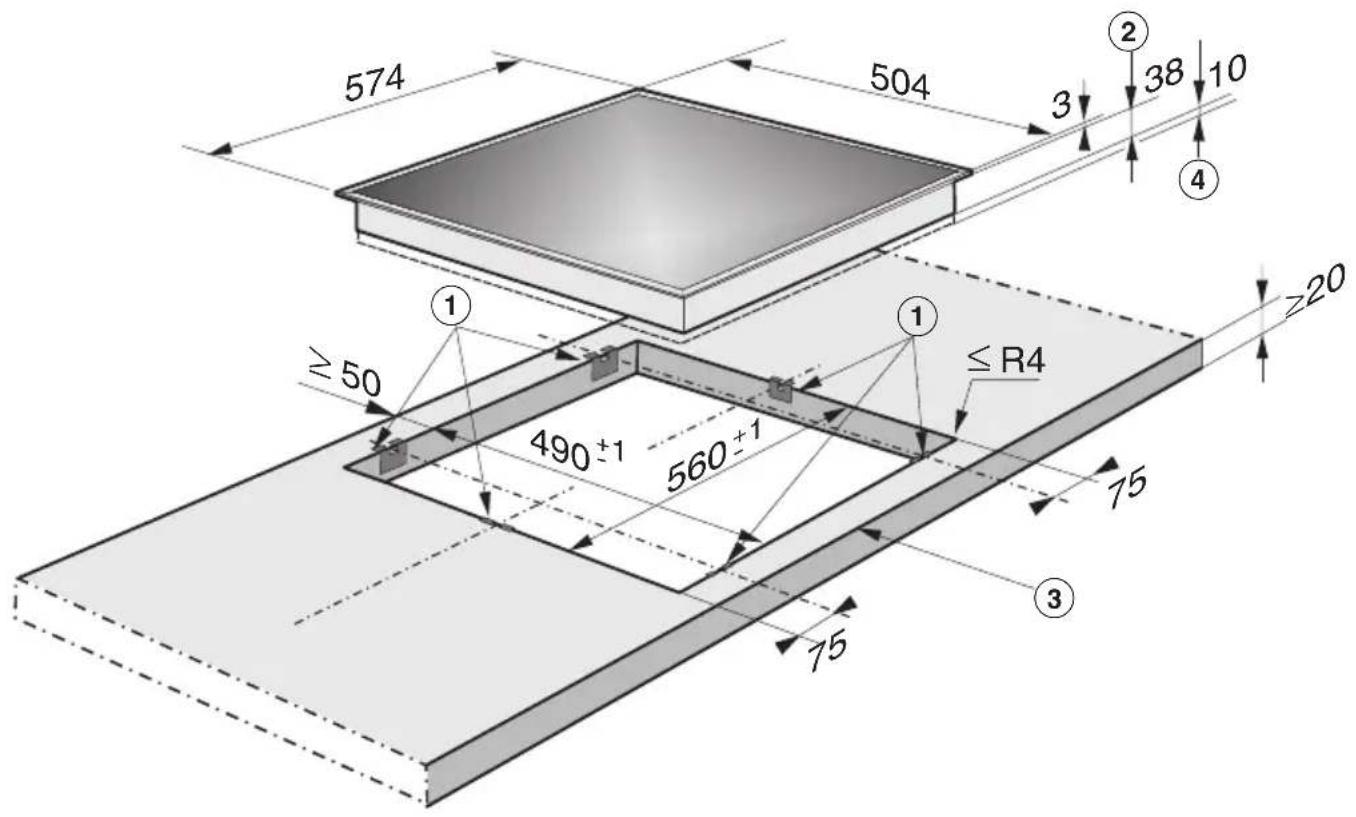 574 504 3 2 38 10 ④ ① ≥ 50 490±1 560±1 ≤ R4 ≥20 75 ③ 75