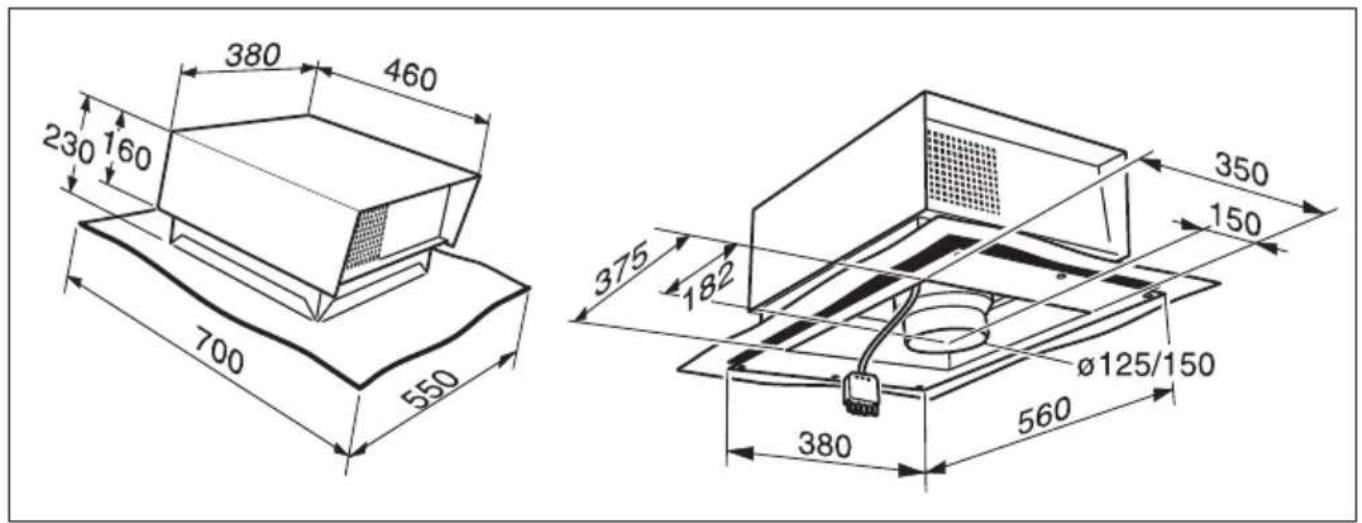 380 460 230 160 700 550 375 182 350 150 Ø125/150 380 560