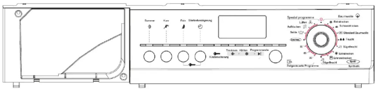 Summer Kurz Fain Sitzbestutzignung Kindersicherung Trockhaus Kürlan Programmende Spezial programme Lüften Anfinischen Seide 30° 60° 90° Zahlgesteuerte Programme Baumwolle Extratracken Schrametrocken Ülständ Raumwolle Feucht Sügelreucht Extratracken Schrametrocken Sügelreucht Synthalk