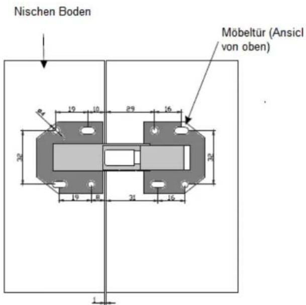 Nischen Boden Möbeltür (Ansicl von oben) R 19 10 29 16 32 19 8 31 16 1