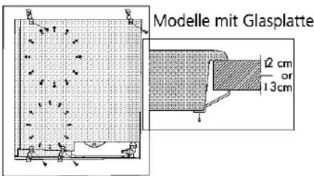 Modelle mit Glasplatte 12 cm or 13cm