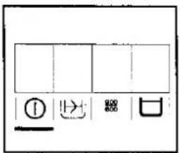 Diagram showing a grid with four cells, four cells containing icons (unknown symbol), and one cell containing three symbols (unknown symbol, up arrow, down arrow).