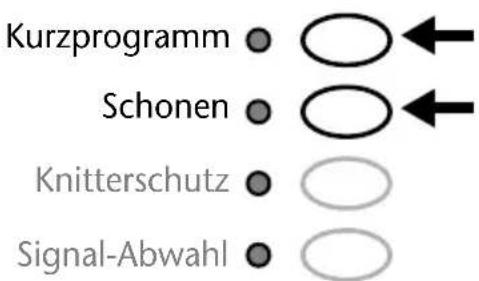 Kurzprogramm Schonen Knitterschutz Signal-Abwahl