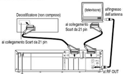 Decodificatore (non compreso) al collegamento Scart da 21 pin (al collegamento Scart da 21 pin) (televisore) al ingresso dell'antenna al RF OUT