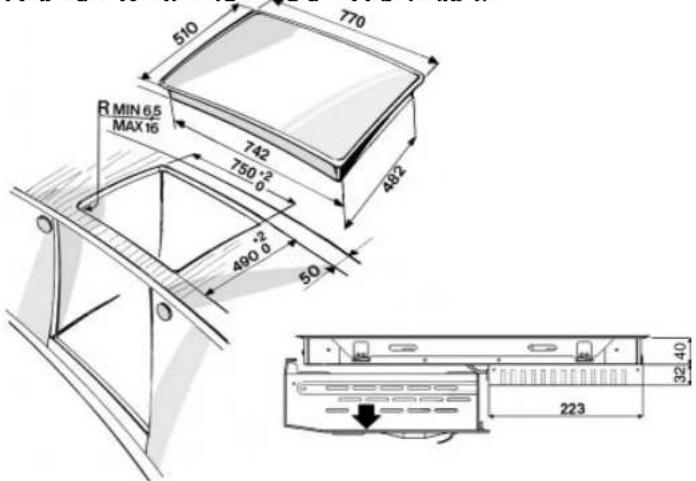 510 770 R MIN 6.5 MAX 16 742 750⁺² 0 482 490⁺² 0 50 32 40 223