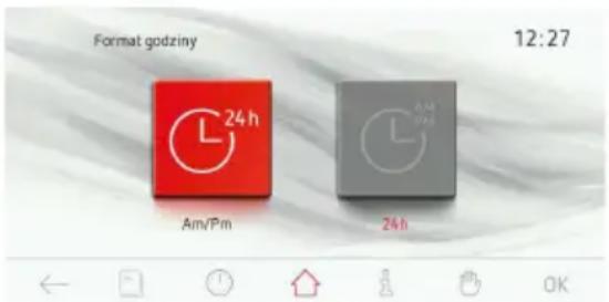 Format godziny 12:27 Am/Pm 24 h 24 h OK