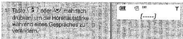 Taste / oder mehrach drubken um die Hörelaufstärke während eines Gespräches zu verändern.