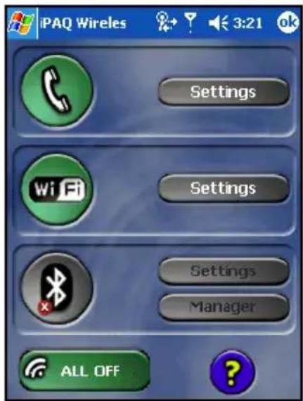 iPAQ Wireless Settings WiFi Settings Settings Manager ALL OFF ?
