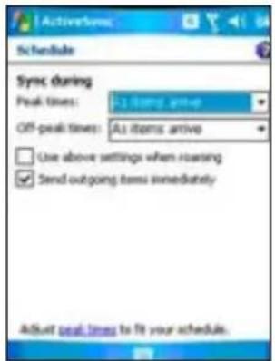 ActiveTime Schedule Sync during Peak times: 2.1 items arrive Off-peak times: As items arrive Use above settings when roaring Send outgoing items immediately Adjust peak time to fit your schedule.