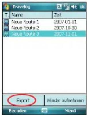 Travellog T. Name Zeit Neue Route 1 2007-01-01 Neue Route 2 2007-10-30 Neue Route 3 2007-11-01 Export Wieder aufnehmen Beenden Mendi