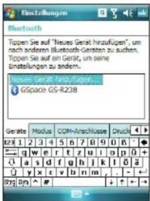 Töpen Sie auf "Neues Gerät hinzufügen", um nach anderen Bluetooth-Geräten zu suchen. Töpen Sie auf ein Gerät, um seine Einstellungen zu andern. Neues Gerät hinzufügen... GSpace GS-R238 Geräte Modus COM-Anschlusses Druck 1 2 3 4 5 6 7 8 9 0 0 B - ◆ ← g w e r t z u i o p ü + a s d f g h j k l ö ä y x t v b n m . - ← Wrg Wm # ↓ ↑ ← →