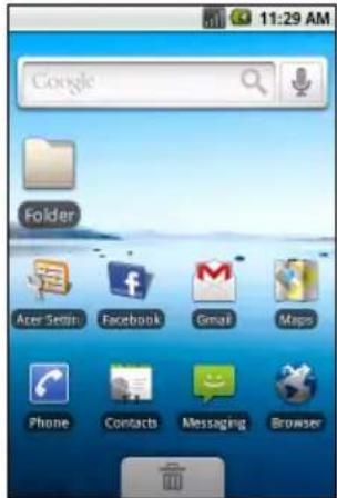 ACER BeTouch E400 - Removing an item from the Home screen - 2