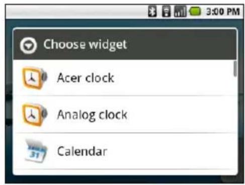 ACER BeTouch E130 - Adding or removing shortcuts or widgets - 2