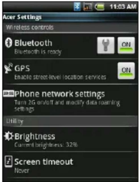 ACER BeTouch E110 - Ein- und Ausschalten des Flugmodus - 4
