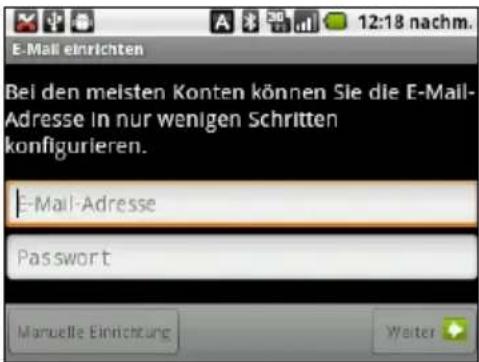 E-Mail einrichten Bei den meisten Konten können Sie die E-Mail- Adresse in nur wenigen Schritten konfigurieren. E-Mail-Adresse Password Manuelle Einrichtung Walter